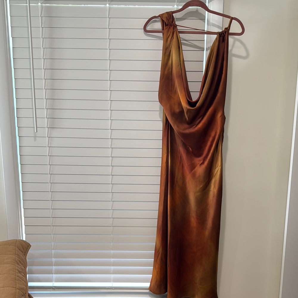 Zara Brown Sleeveless Cowl Neck Gown
